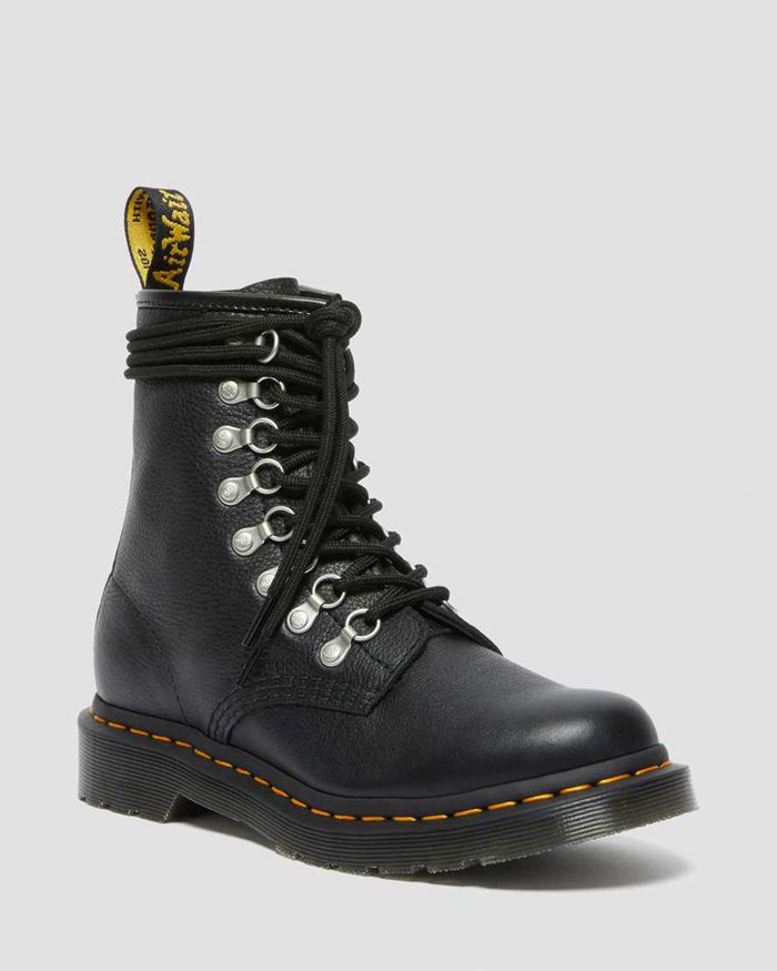 Dr Martens Vintersko Dame Svart 1460 Laced Virginia Læder Lace Up 7158ZNSCJ